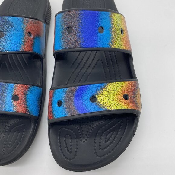 CROCS Classic Spray Dye Two Strap Slide Sandals Mens 10 Womens 12 Rainbow main image 10